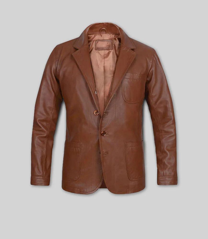 Tan Brown Daniel Craig Leather Blazer