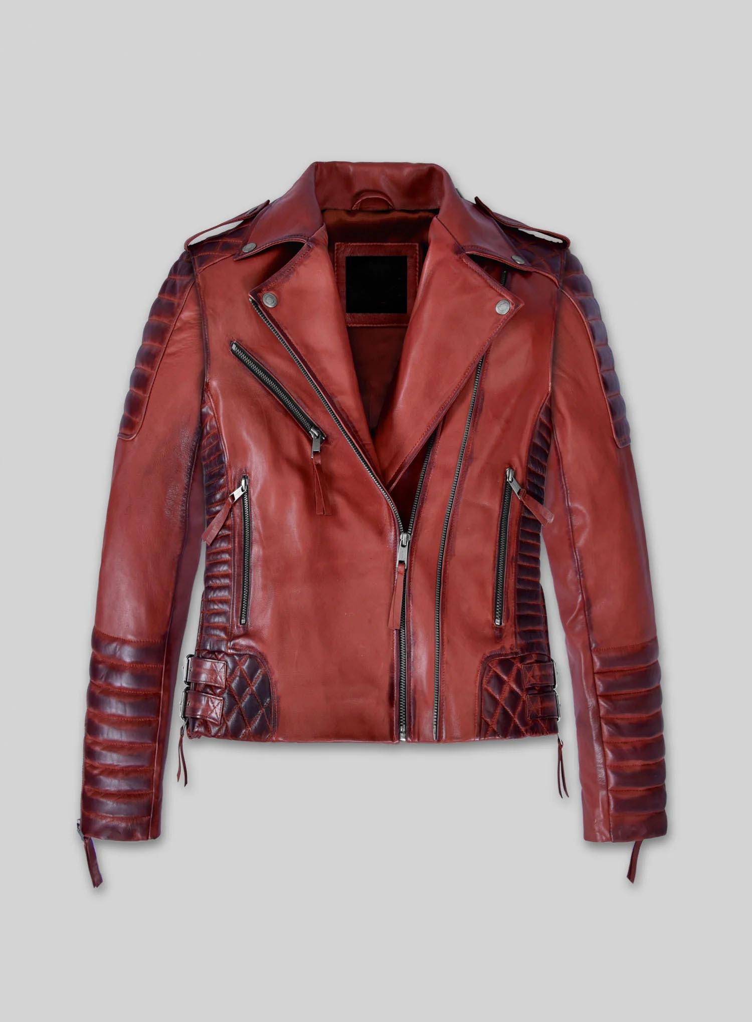 Charlotte Burnt Red Leather Jacket
