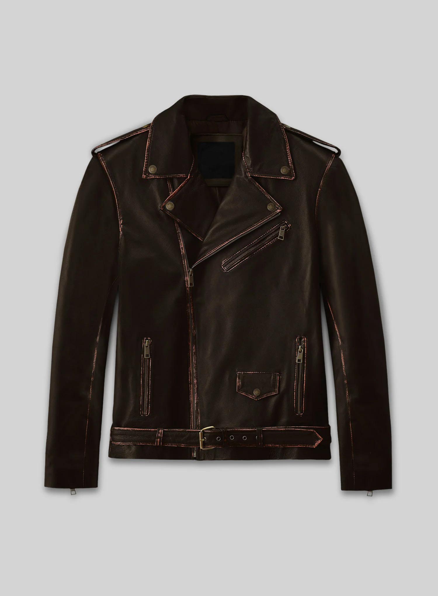 Enforcer Dark Brown Biker Leather Jacket