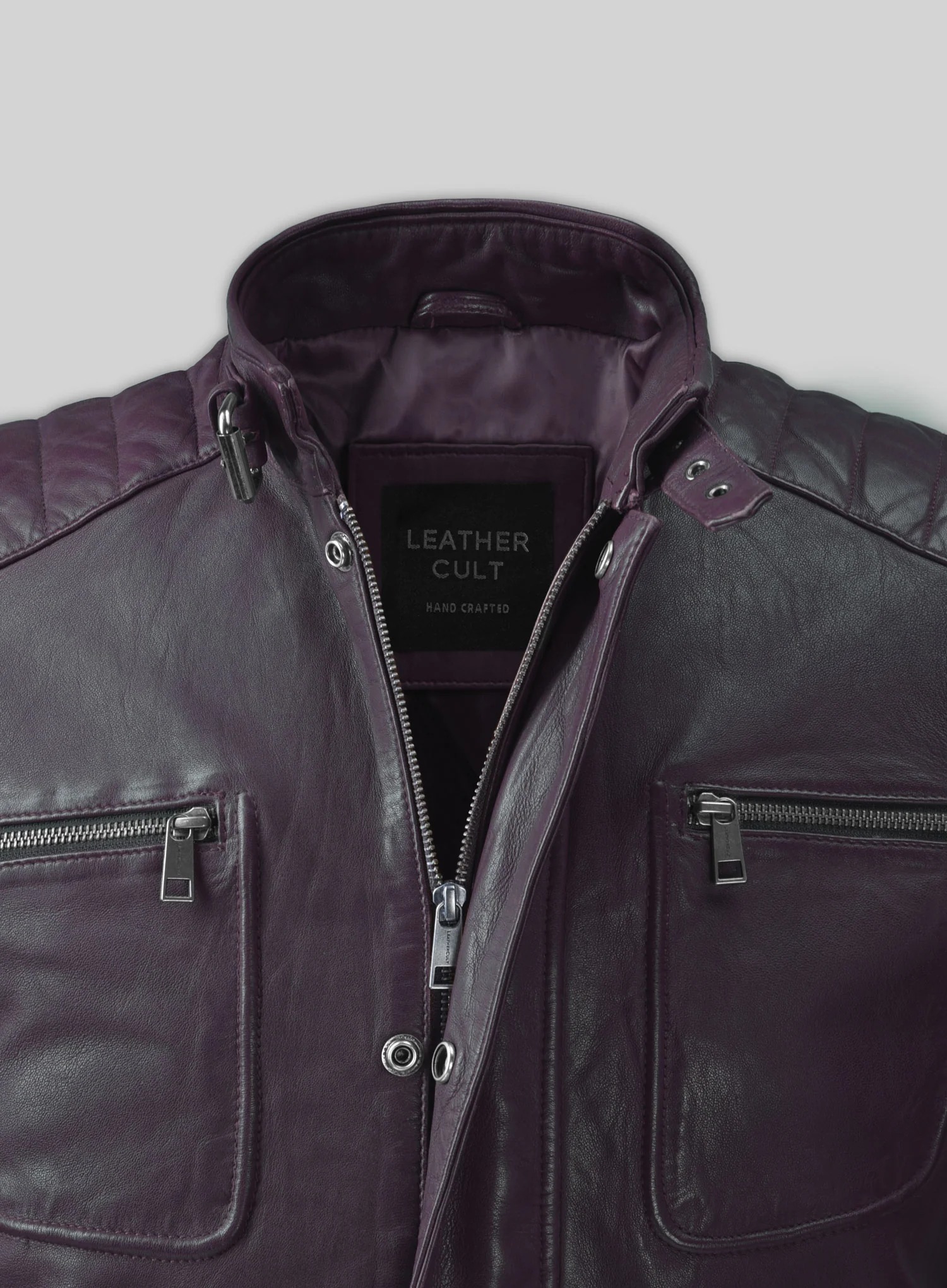 Firefly Moto Purple Biker Leather Jacket - Image 4