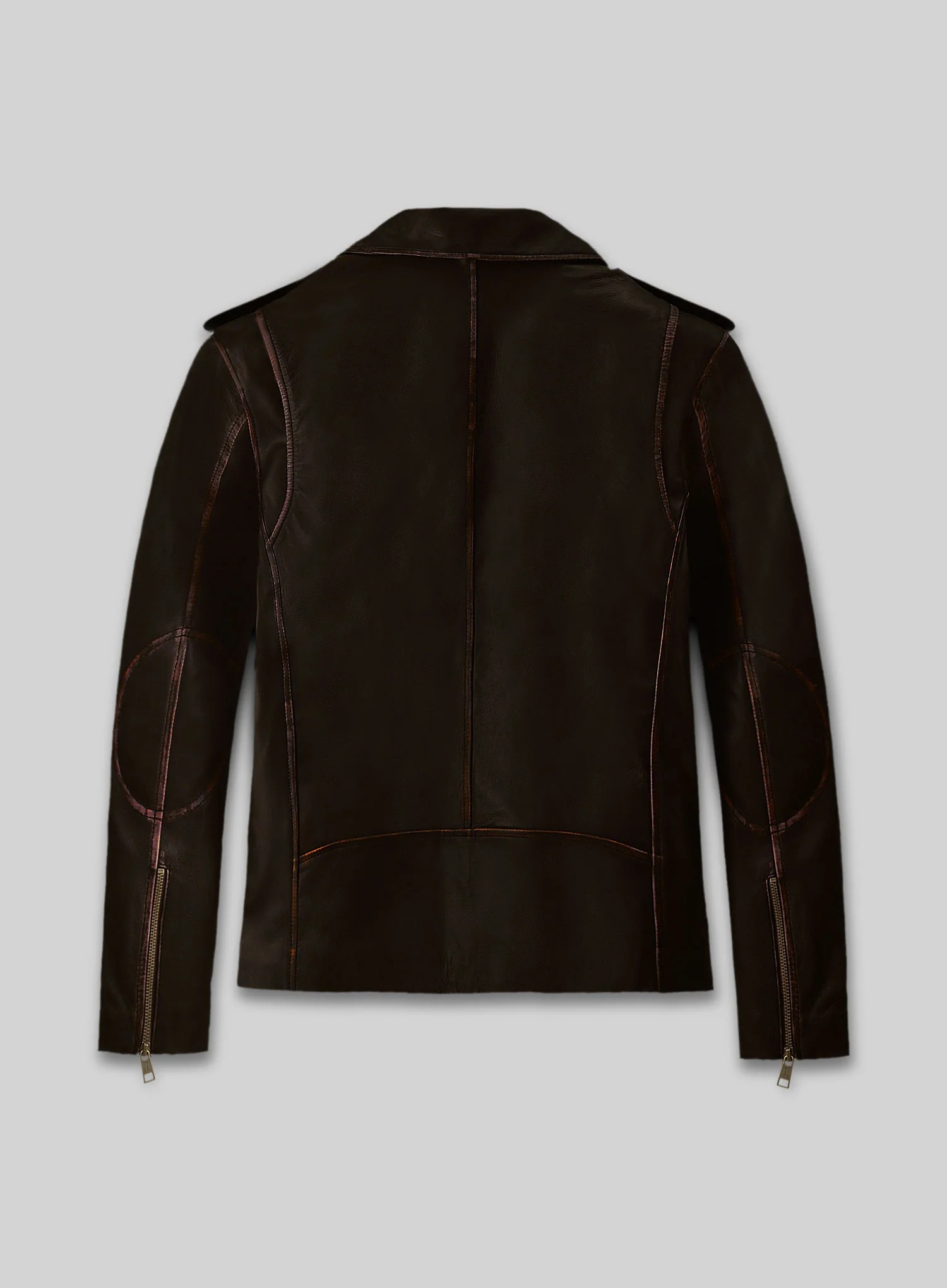 Enforcer Dark Brown Biker Leather Jacket - Image 2