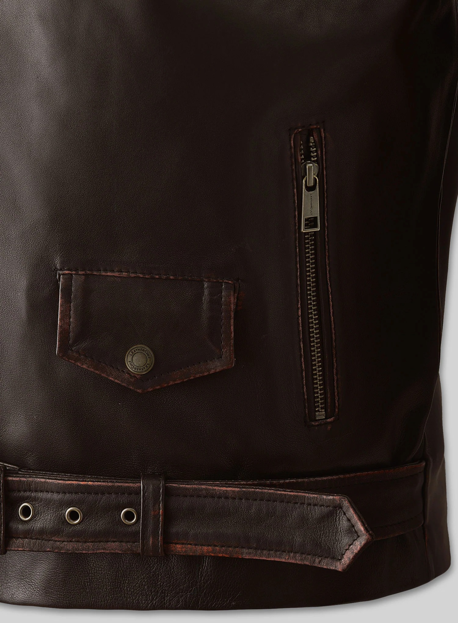 Enforcer Dark Brown Biker Leather Jacket - Image 3