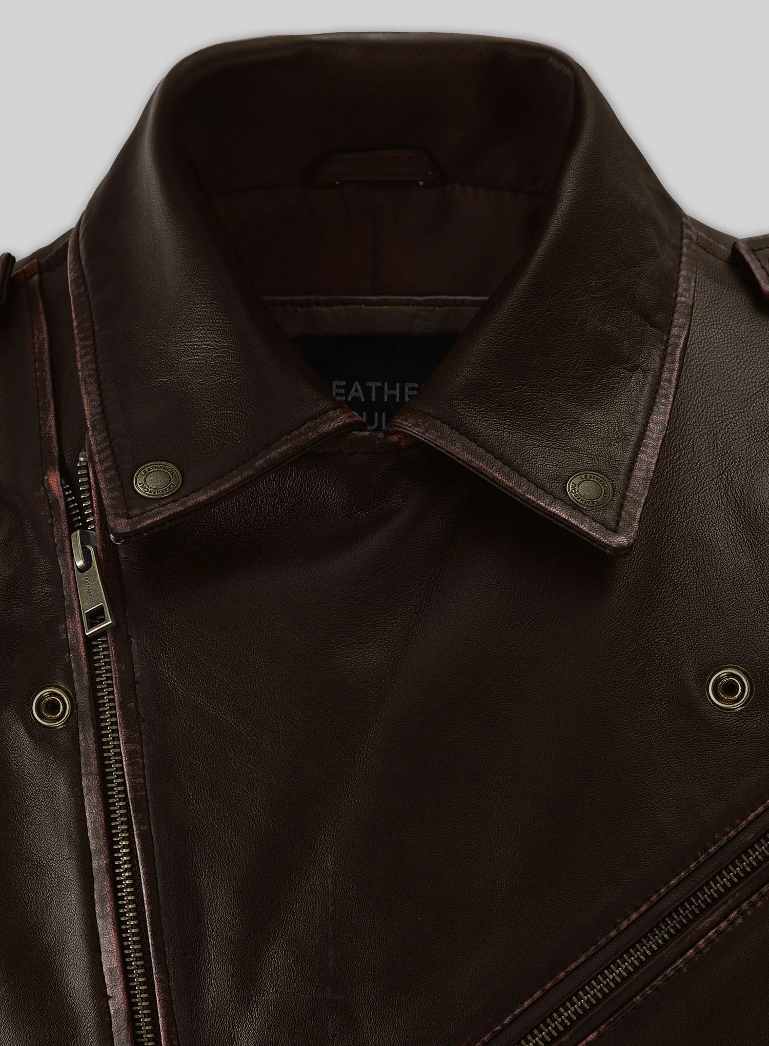 Enforcer Dark Brown Biker Leather Jacket - Image 5