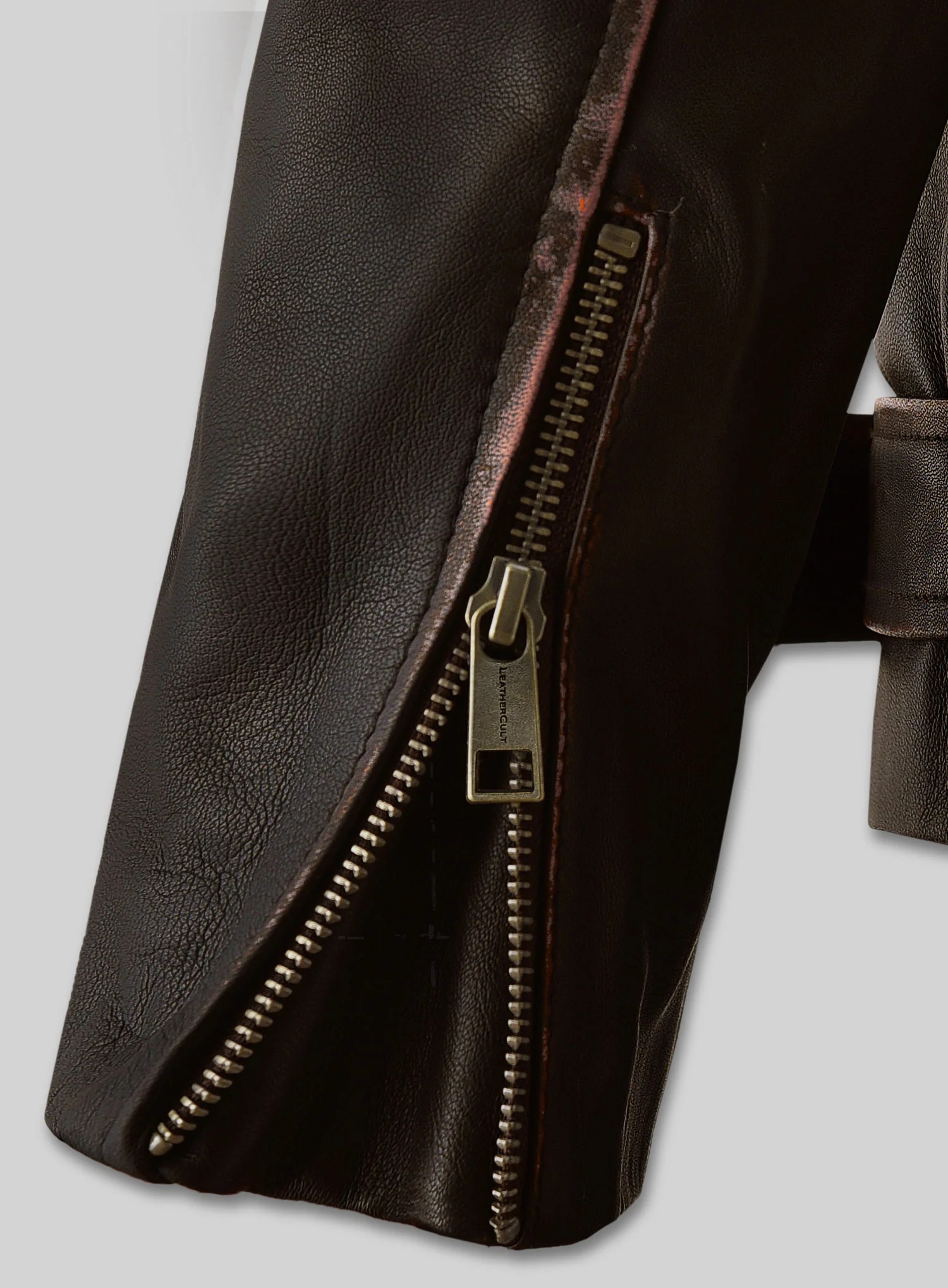 Enforcer Dark Brown Biker Leather Jacket - Image 6