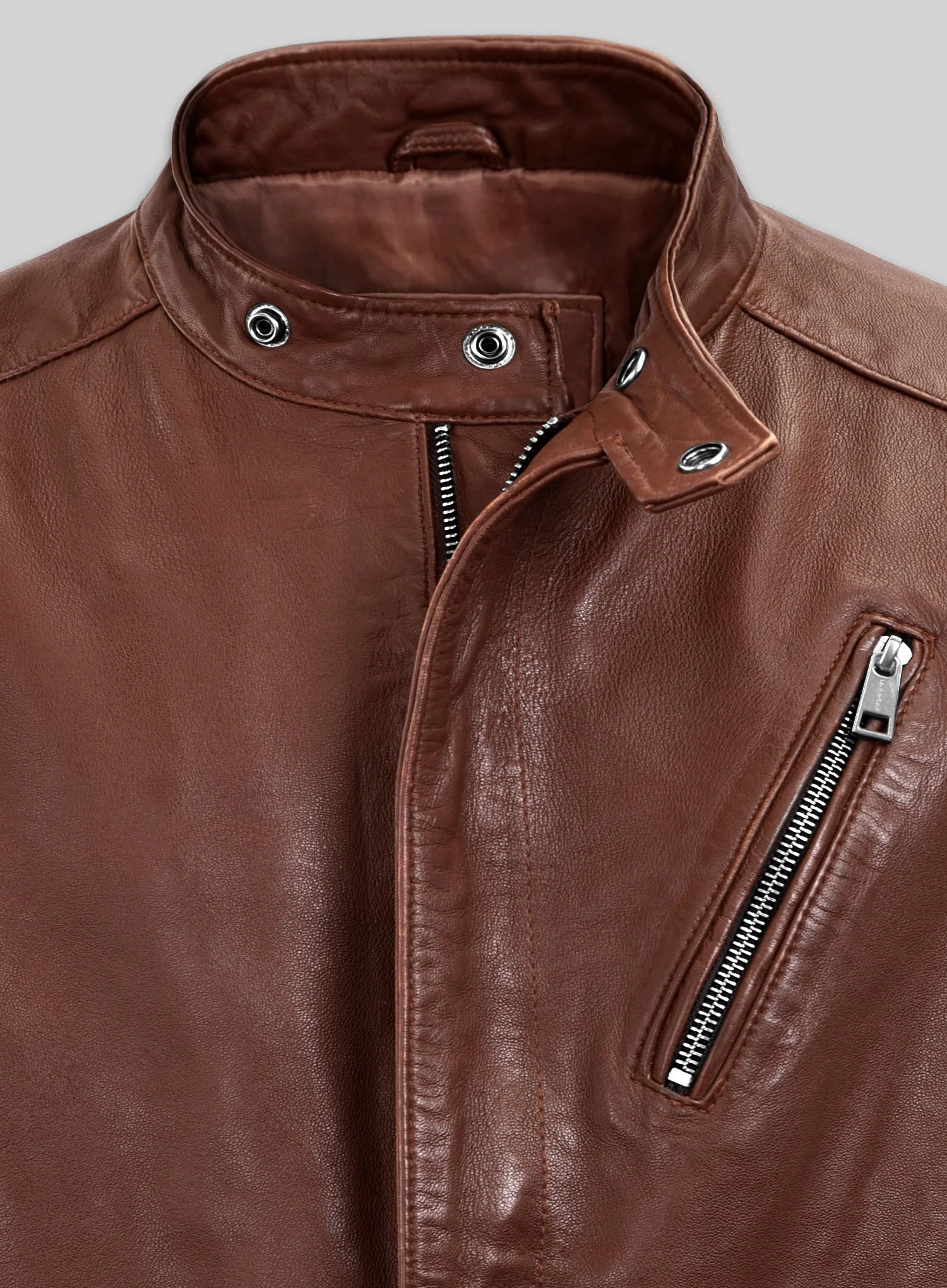 Motorad Tan Biker Leather Jacket - Image 3