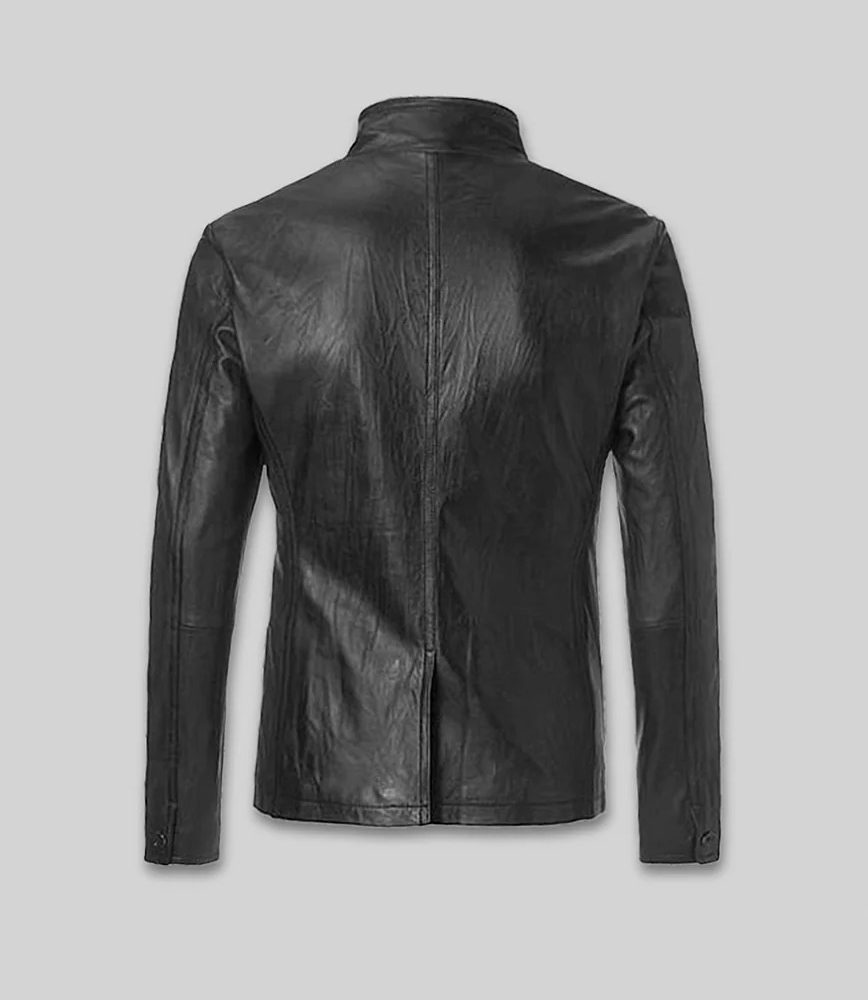 Zipper Leather Blazer