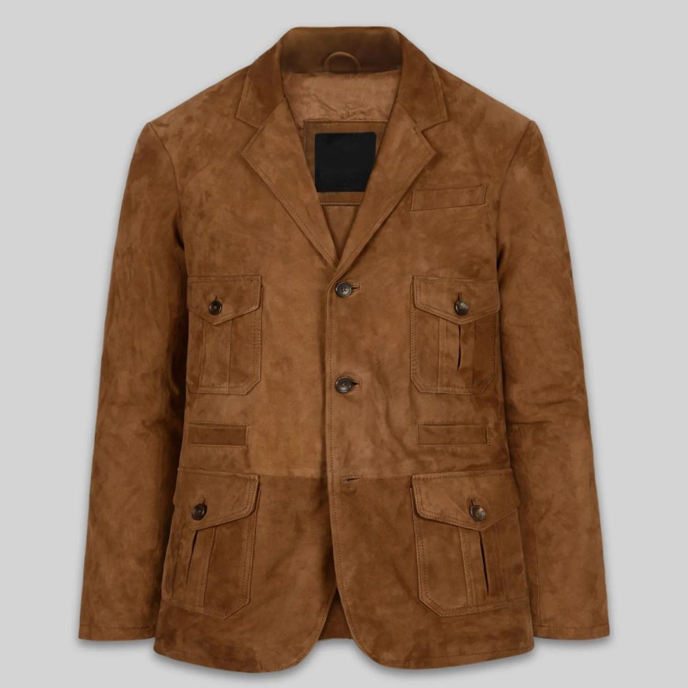 Soft Caramel Brown Suede Leather Blazer