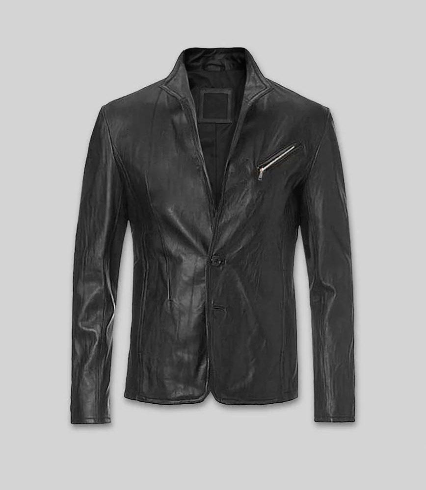 Zipper Leather Blazer