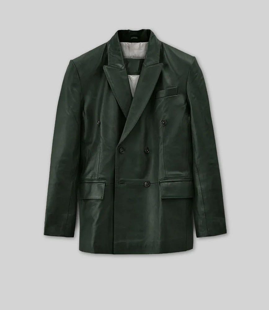 Vintage Green Leather Blazer