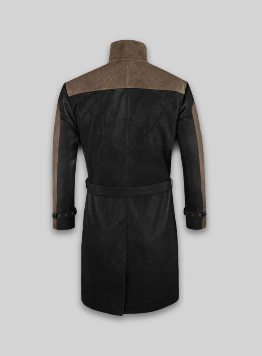 Aiden Pearce Watch Dog Leather Trench Coat - Image 2