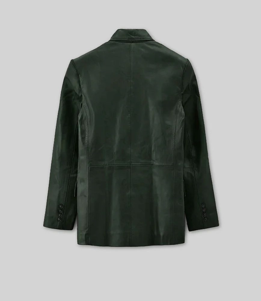 Vintage Green Leather Blazer