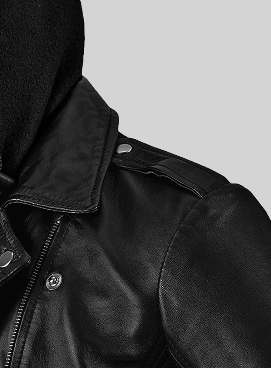 Hooded Flight Leather Jacket - Image 3