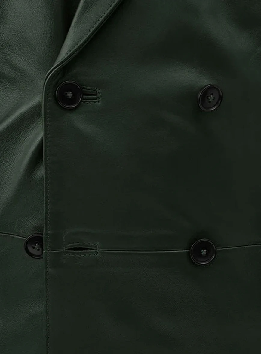 Vintage Green Leather Blazer - Image 3