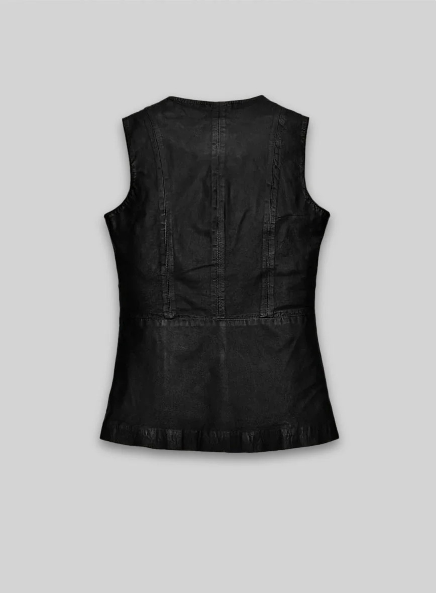 Soft Rich Black Washed and Wax Leather Top - Image 2
