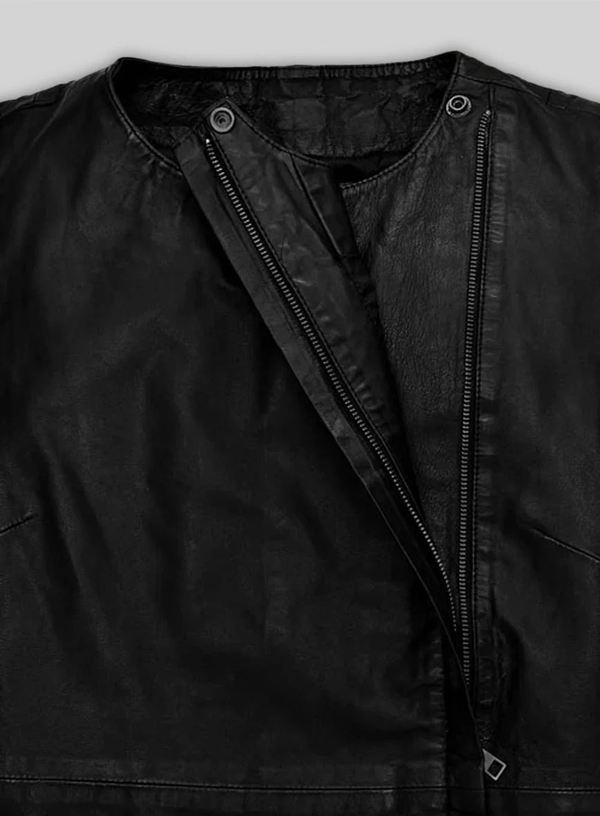 Soft Rich Black Washed and Wax Leather Top - Image 3