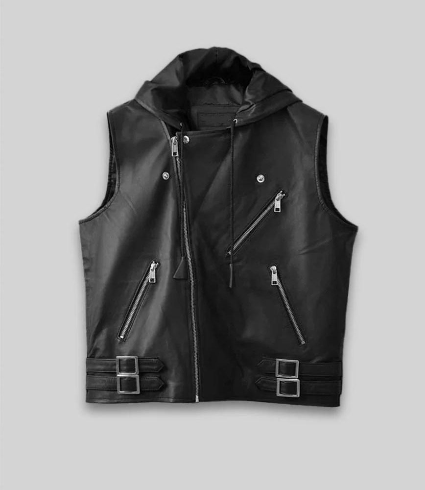 Leather Hood Vest