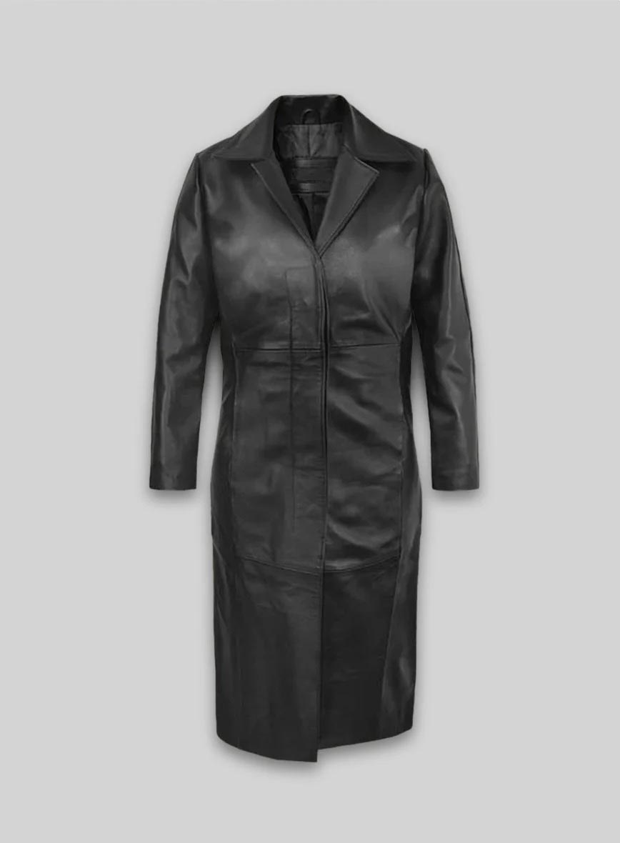 Selena Gomez Leather Long Coat