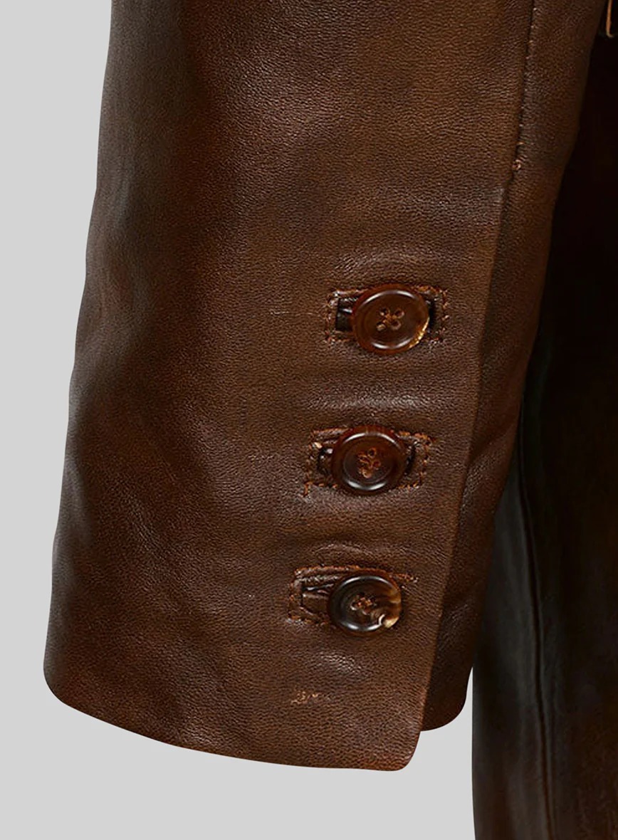 Spanish Brown Medieval Leather Blazer - Image 4