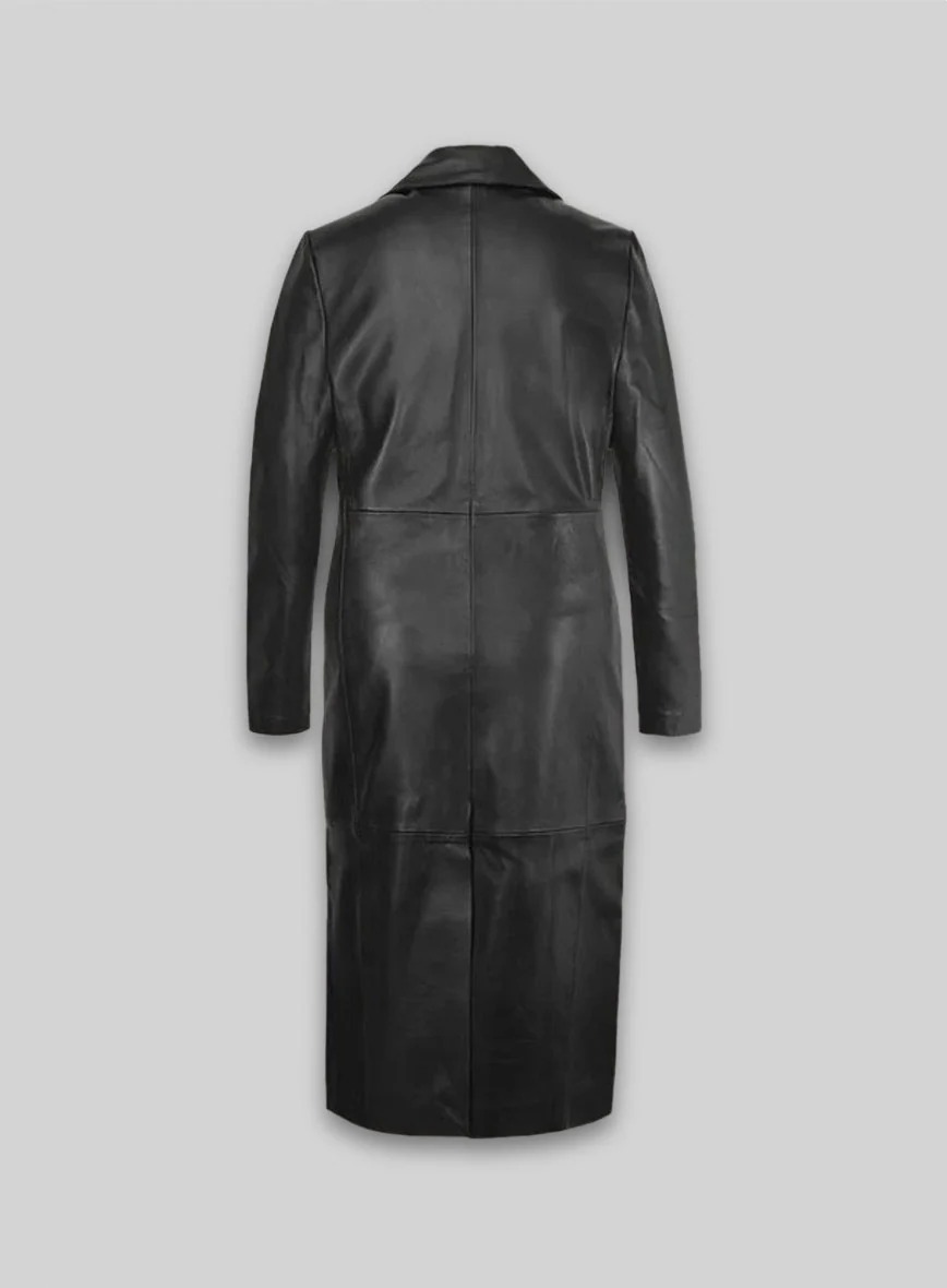 Selena Gomez Leather Long Coat - Image 2