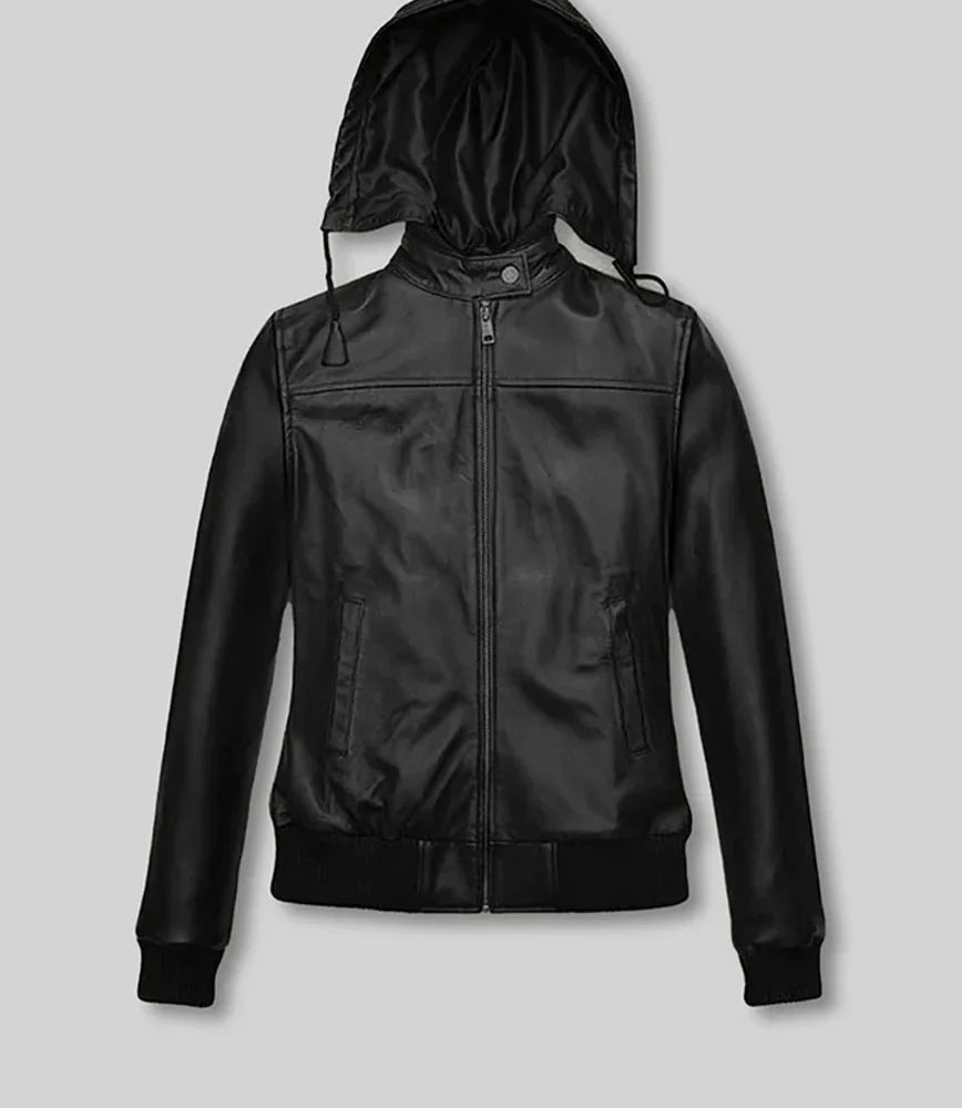 Symphony Detachable Hood Leather Jacket