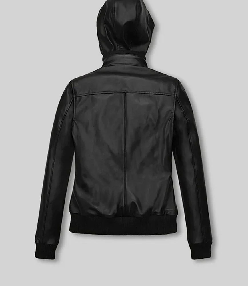 Symphony Detachable Hood Leather Jacket
