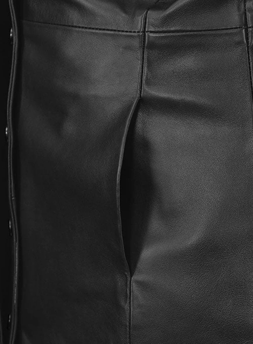 Selena Gomez Leather Long Coat - Image 4