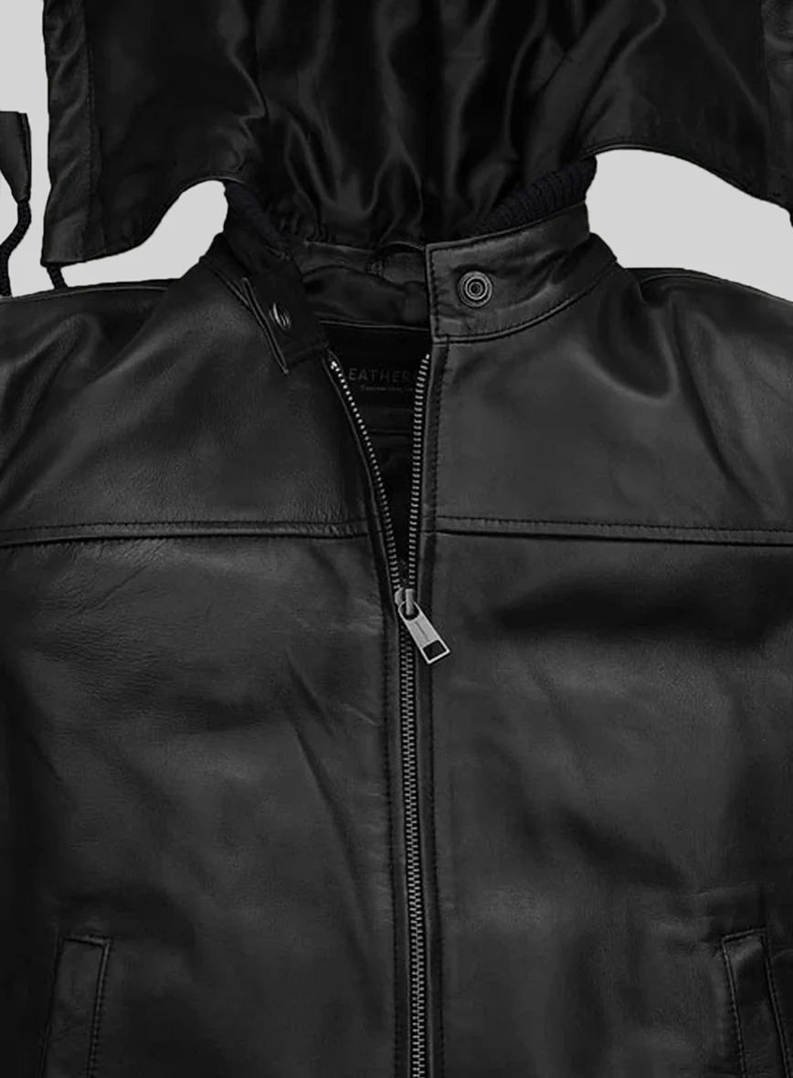 Symphony Detachable Hood Leather Jacket - Image 4