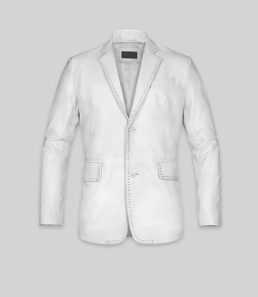White Medieval Leather Blazer