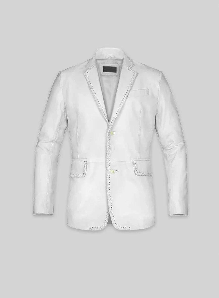 White Medieval Leather Blazer