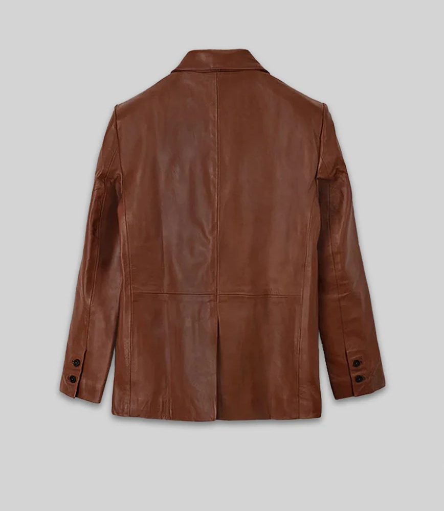 Tan Brown Leather Blazer