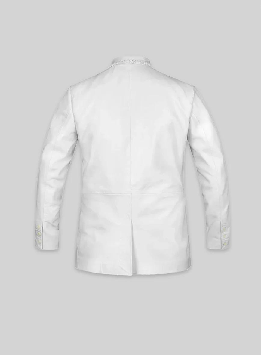 White Medieval Leather Blazer - Image 2