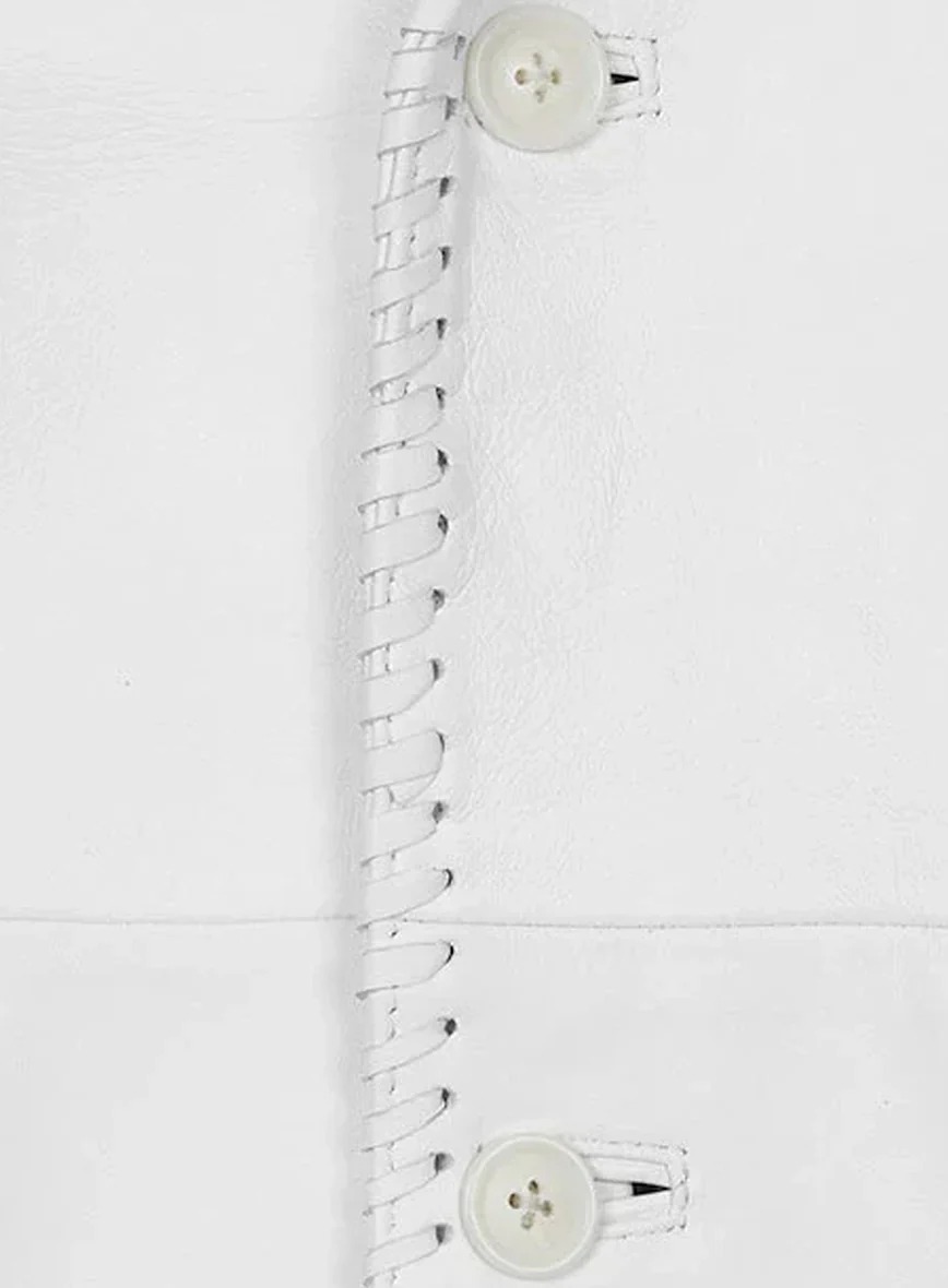 White Medieval Leather Blazer - Image 4