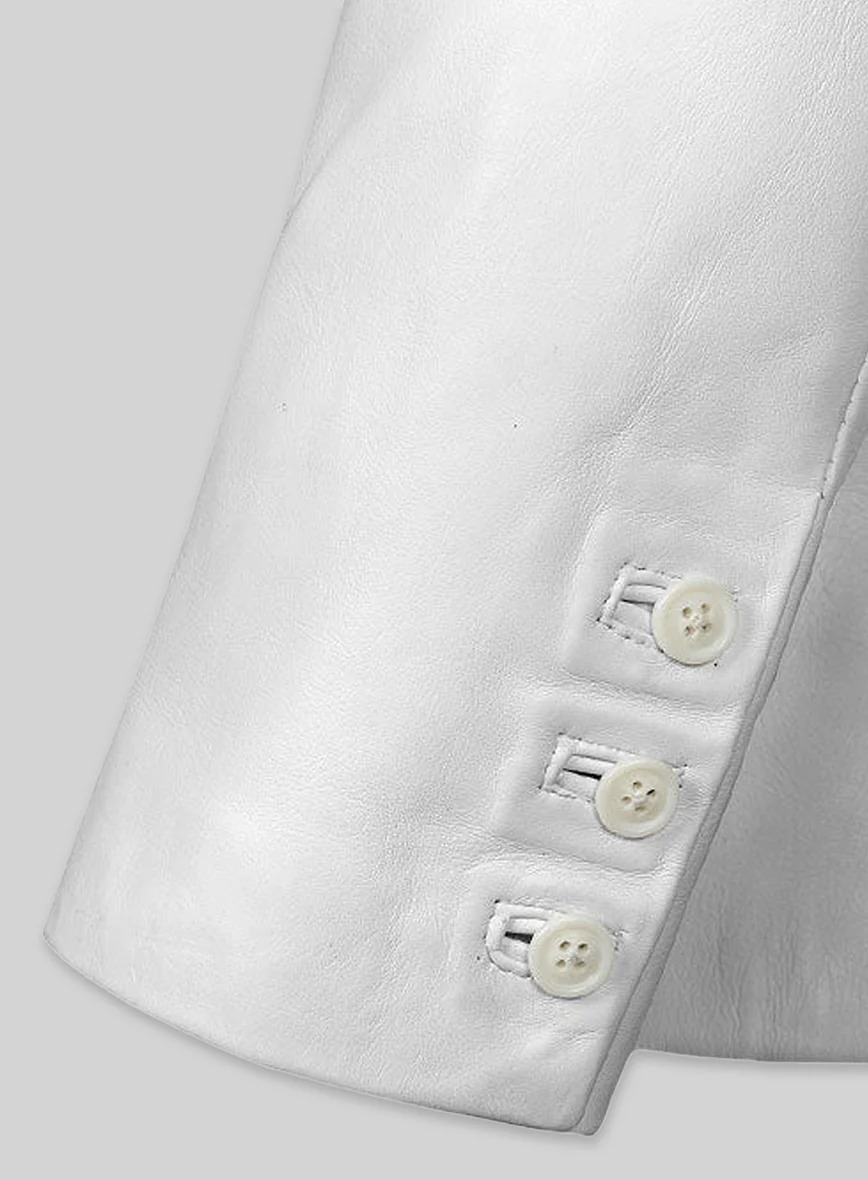 White Medieval Leather Blazer - Image 6