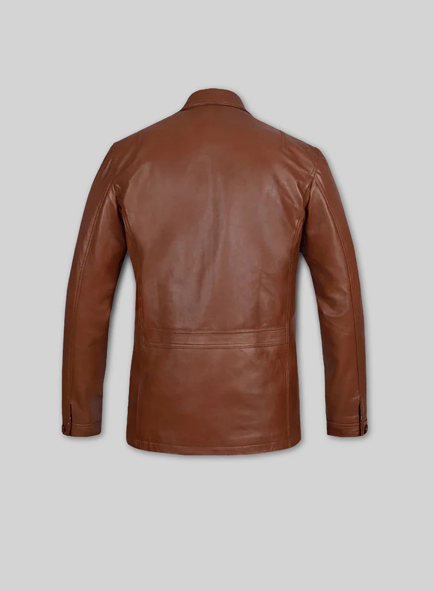 Tan Brown Daniel Craig Leather Blazer - Image 2