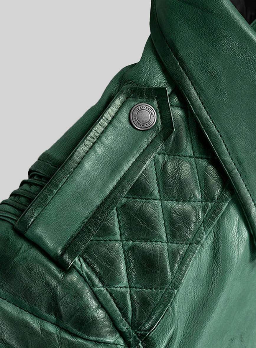 Charlotte Burnt Green Leather Jacket - Image 4