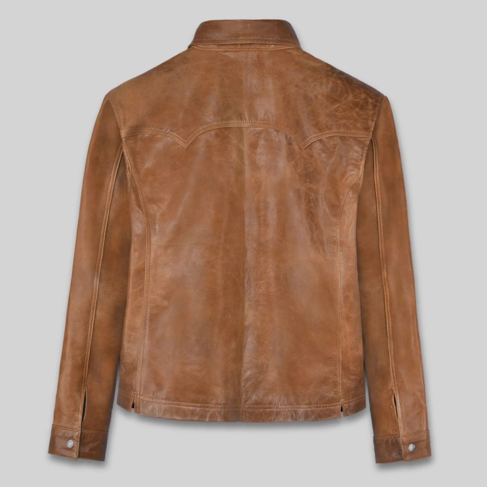 V Tab Leather Shirt Jacket