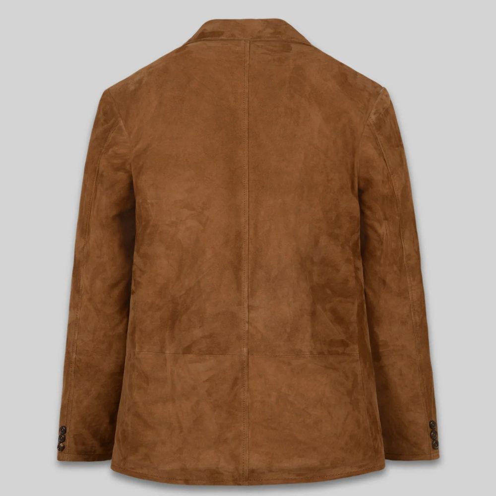 Soft Caramel Brown Suede Leather Blazer