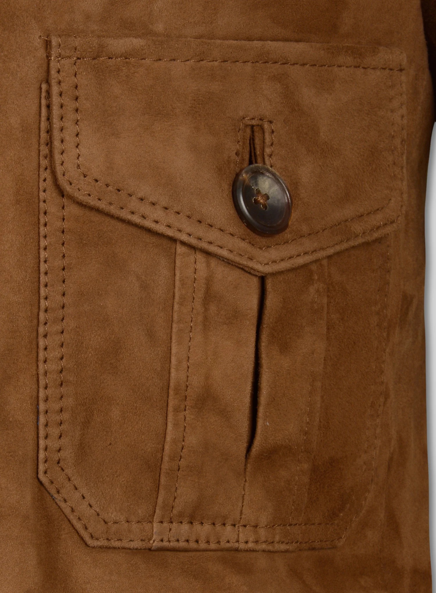Soft Caramel Brown Suede Leather Blazer - Image 3