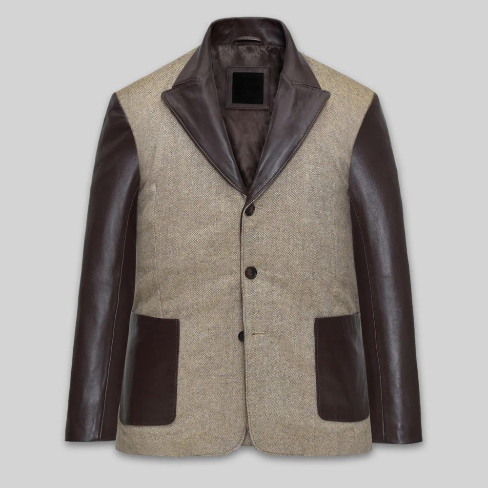 Tweed Leather Combo Blazer