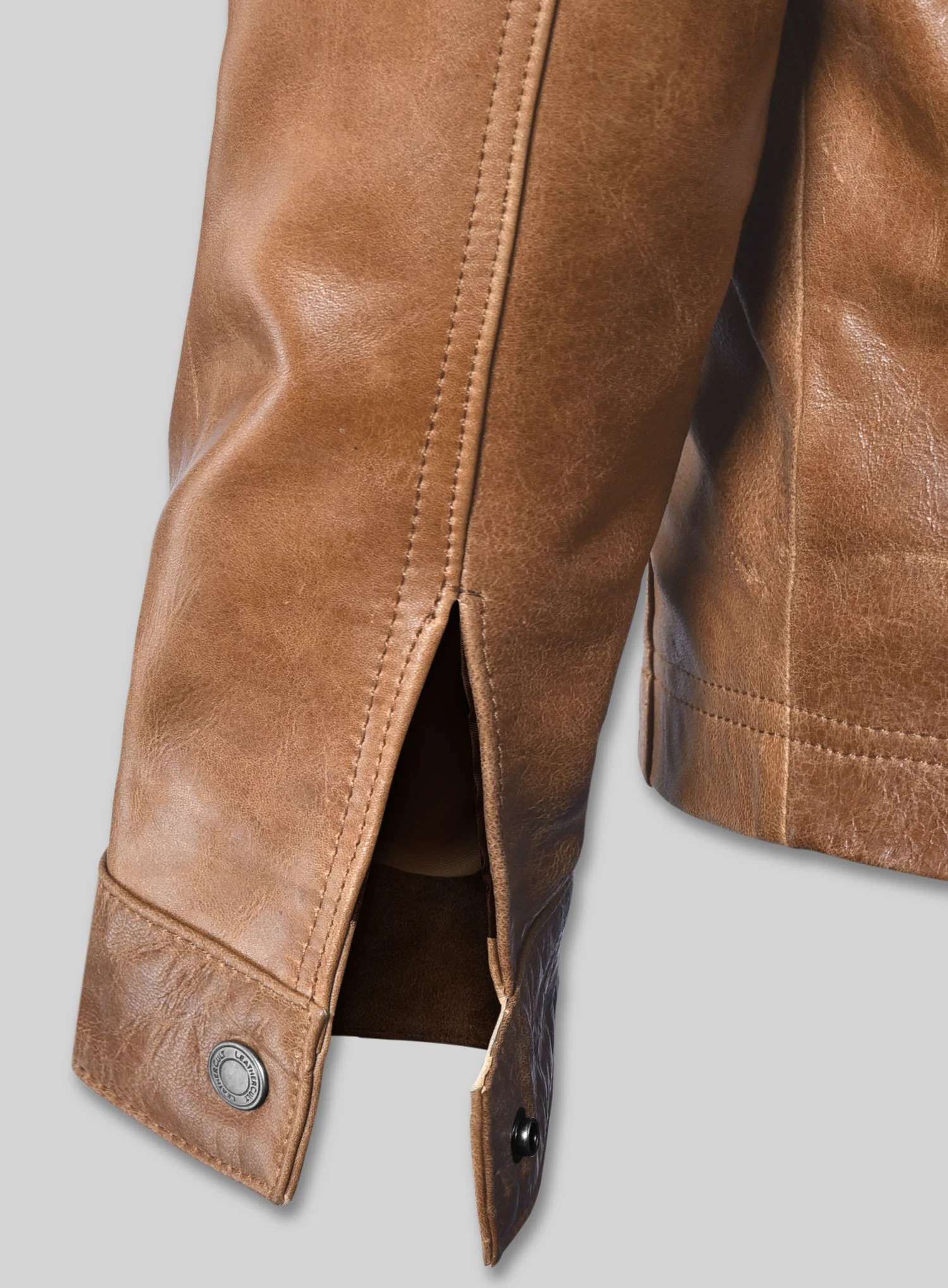 V Tab Leather Shirt Jacket - Image 3